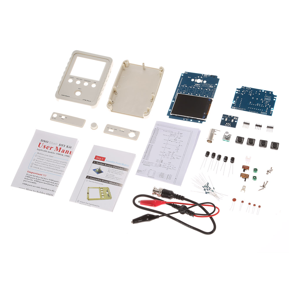 Digital Oscilloscope DIY Kit Parts with Case SMD Soldered Electronic Learning Set 1MSa s 0 200KHz 2.4 TFT Handheld Pocket size