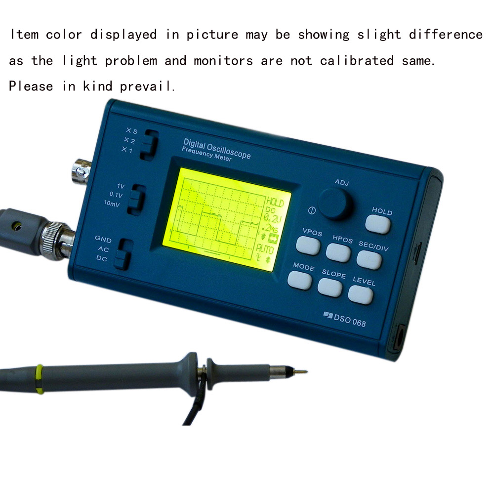 LCD Digital Storage Oscilloscope Frequency Meter DIY Kit with Professional BNC Probe USB Interface DSO 20MSa s 3MHz