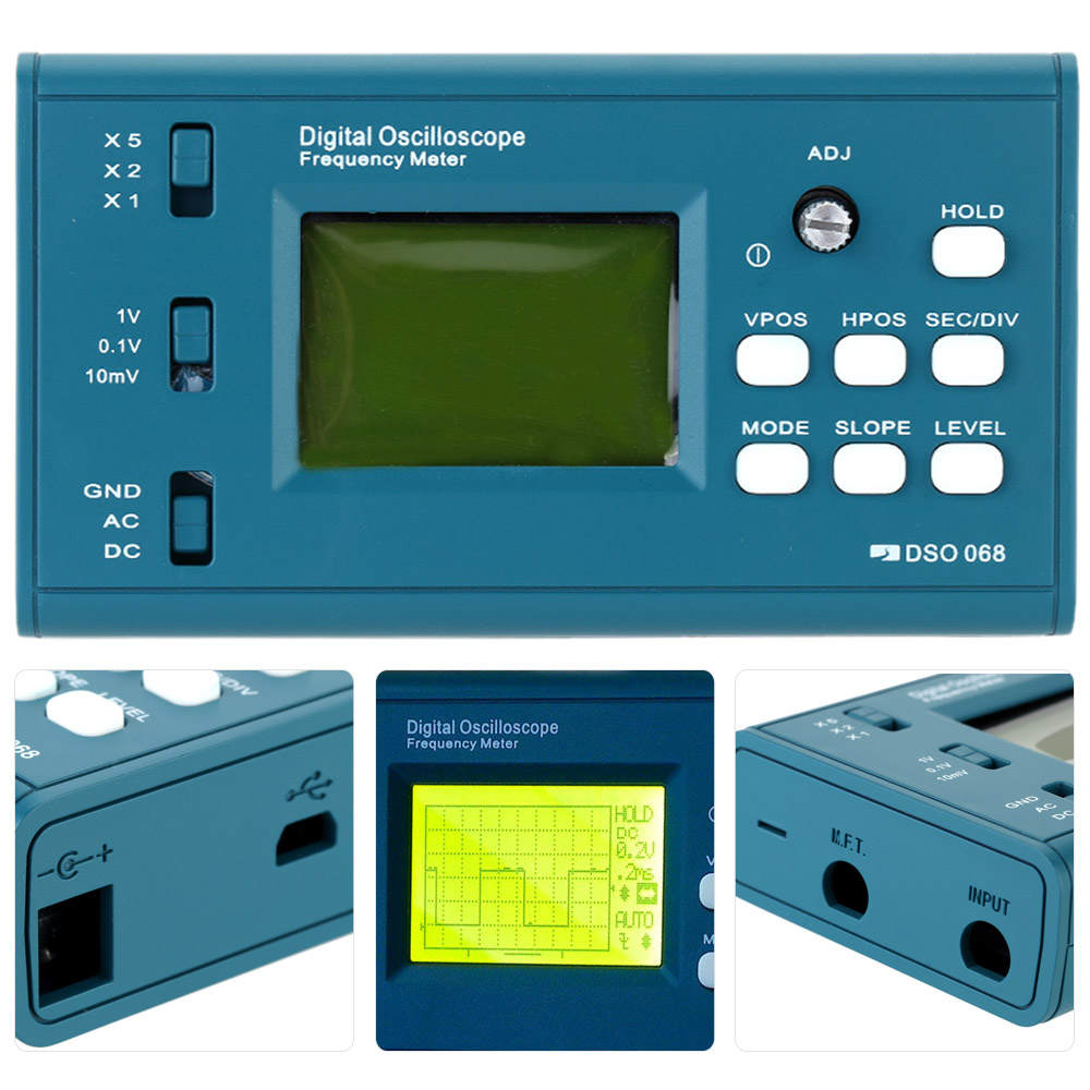 LCD Digital Storage Oscilloscope Frequency Meter DIY Kit with Professional BNC Probe USB Interface DSO 20MSa s 3MHz