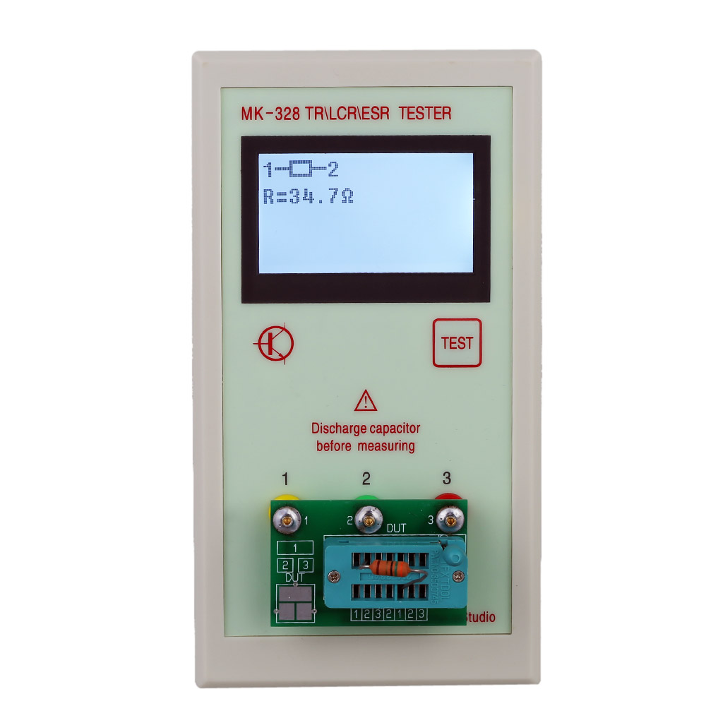 Portable MK328 128x64 LCD Transistor Tester Diode Inductance Capacitance ESR Meter MOS PNP NPN L C R Testing