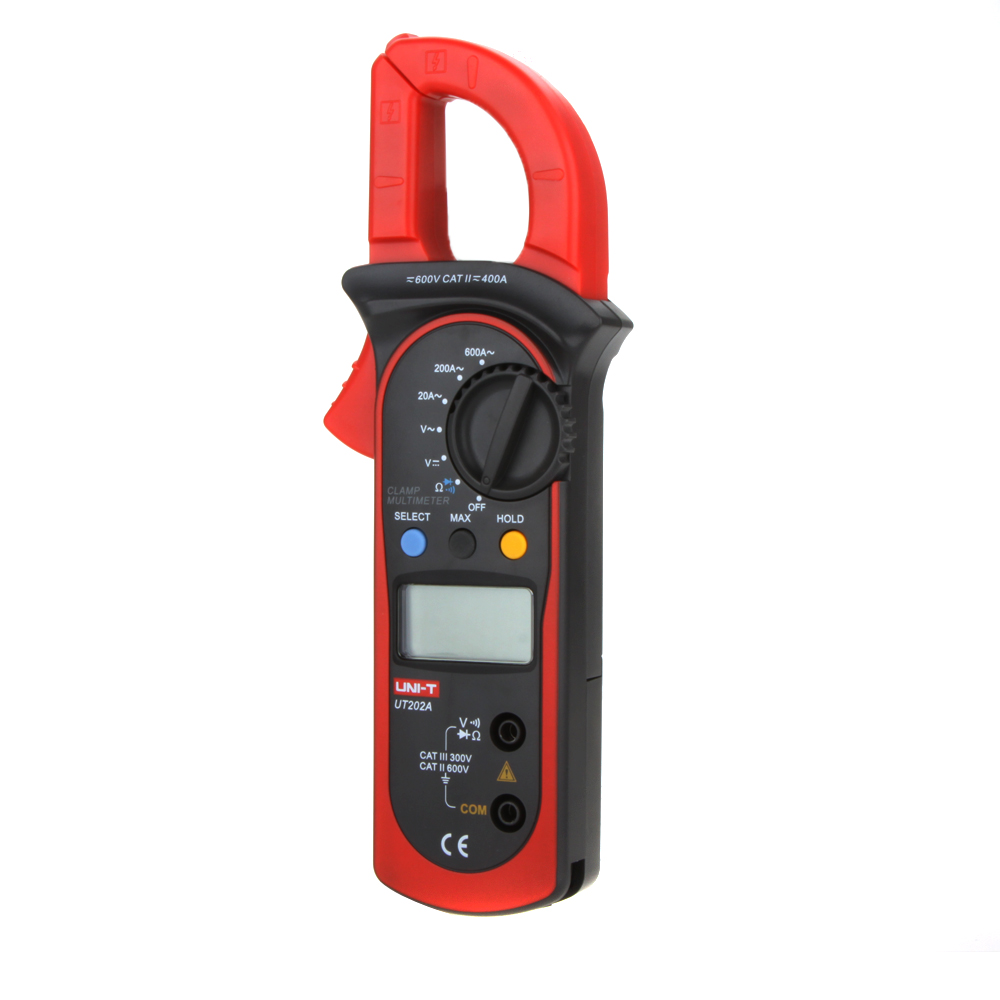 UNI T UT202A Data Hold Clamp Meter 600A DC AC Voltage AC Current Tongs Resistance Digital Clamp Meters W MAX MIN Mode