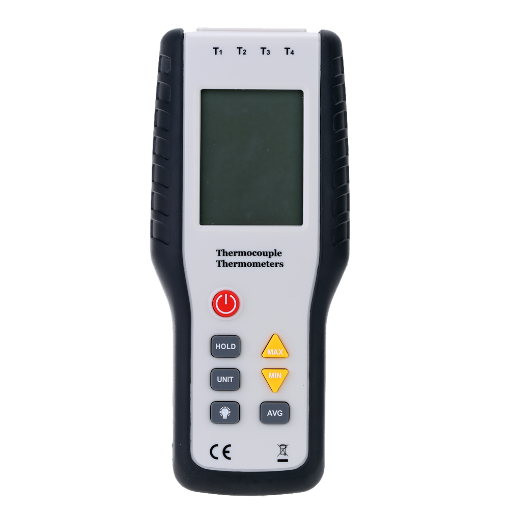 Handheld Digital 4 Channel Thermometer High Precision Temperature Meter K Type Thermocouple Sensor 200~1372Degrees 328~2501F