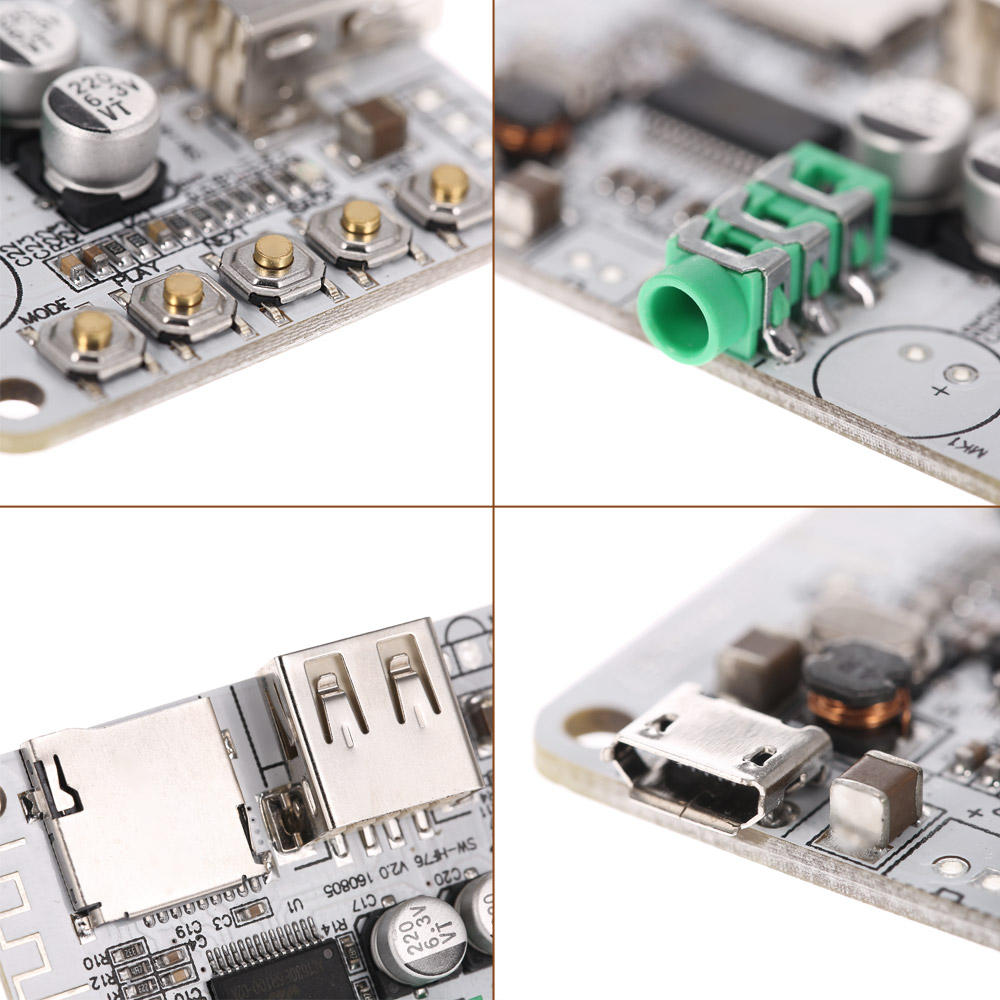 2.1 Audio Receiver Board Amplifier Module FM Radio Function TF Card Slot USB DC 5V Wireless Bluetooth