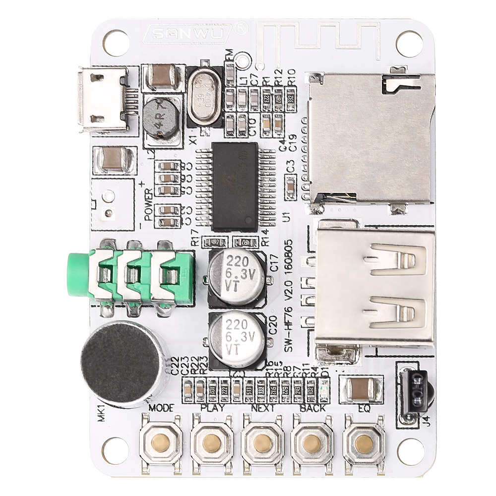 2.1 Audio Receiver Board Amplifier Module FM Radio Function TF Card Slot with Remote Control USB DC 5V Wireless Bluetooth