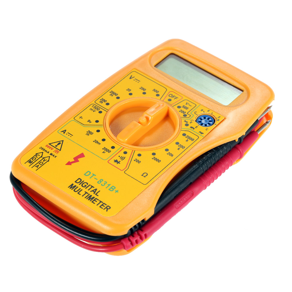 DT 831B+ Mini Digital Multimeter DMM Voltmeter Ammeter Ohmmeter Current Resistance Diode Transistor hFE Tester w Battery Test