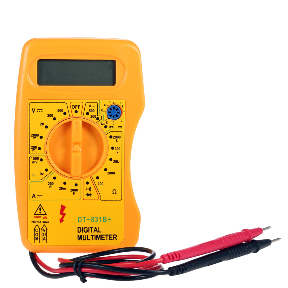 DT 831B+ Mini Digital Multimeter DMM Voltmeter Ammeter Ohmmeter Current Resistance Diode Transistor hFE Tester w Battery Test