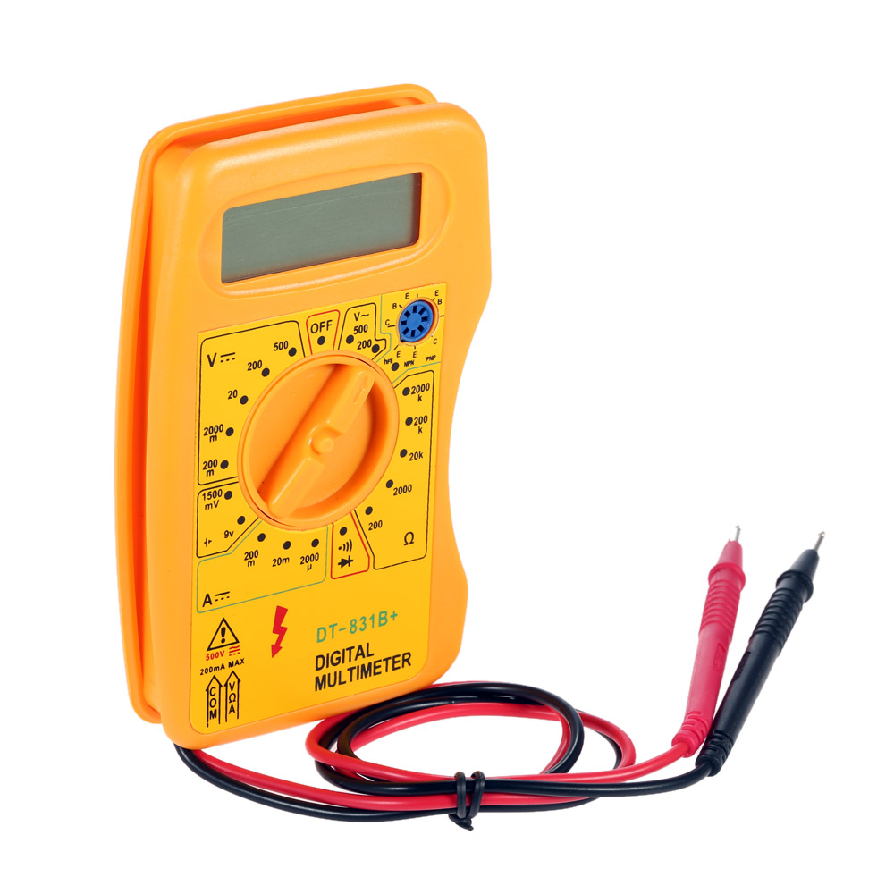 DT 831B+ Mini Digital Multimeter DMM Voltmeter Ammeter Ohmmeter Current Resistance Diode Transistor hFE Tester w Battery Test