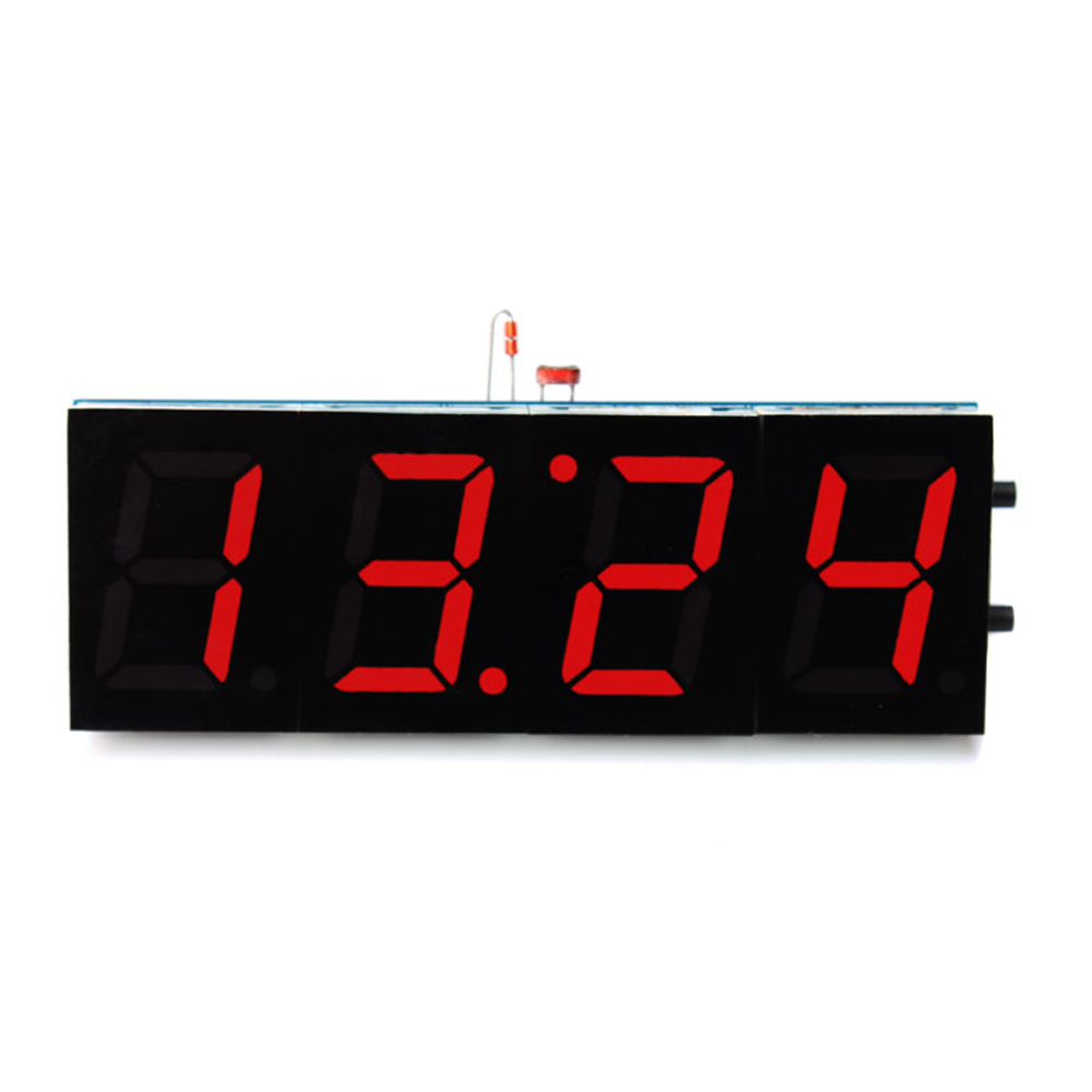 Compact 4 digit DIY Digital LED Clock Kit DIY Clock Accessory Light Control Temperature Date Time Display with Transparent Case