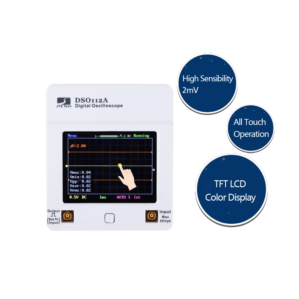 Portable Touch Screen Mini Digital Oscilloscope DSO 112A TFT USB Oscilloscope Interface 2MHz 5Msps