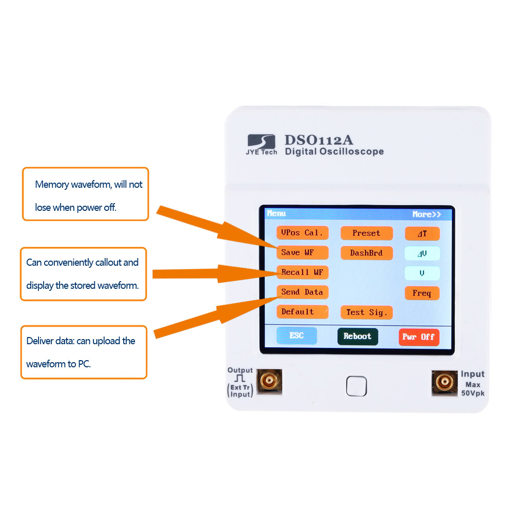 Portable Touch Screen Mini Digital Oscilloscope DSO 112A TFT USB Oscilloscope Interface 2MHz 5Msps