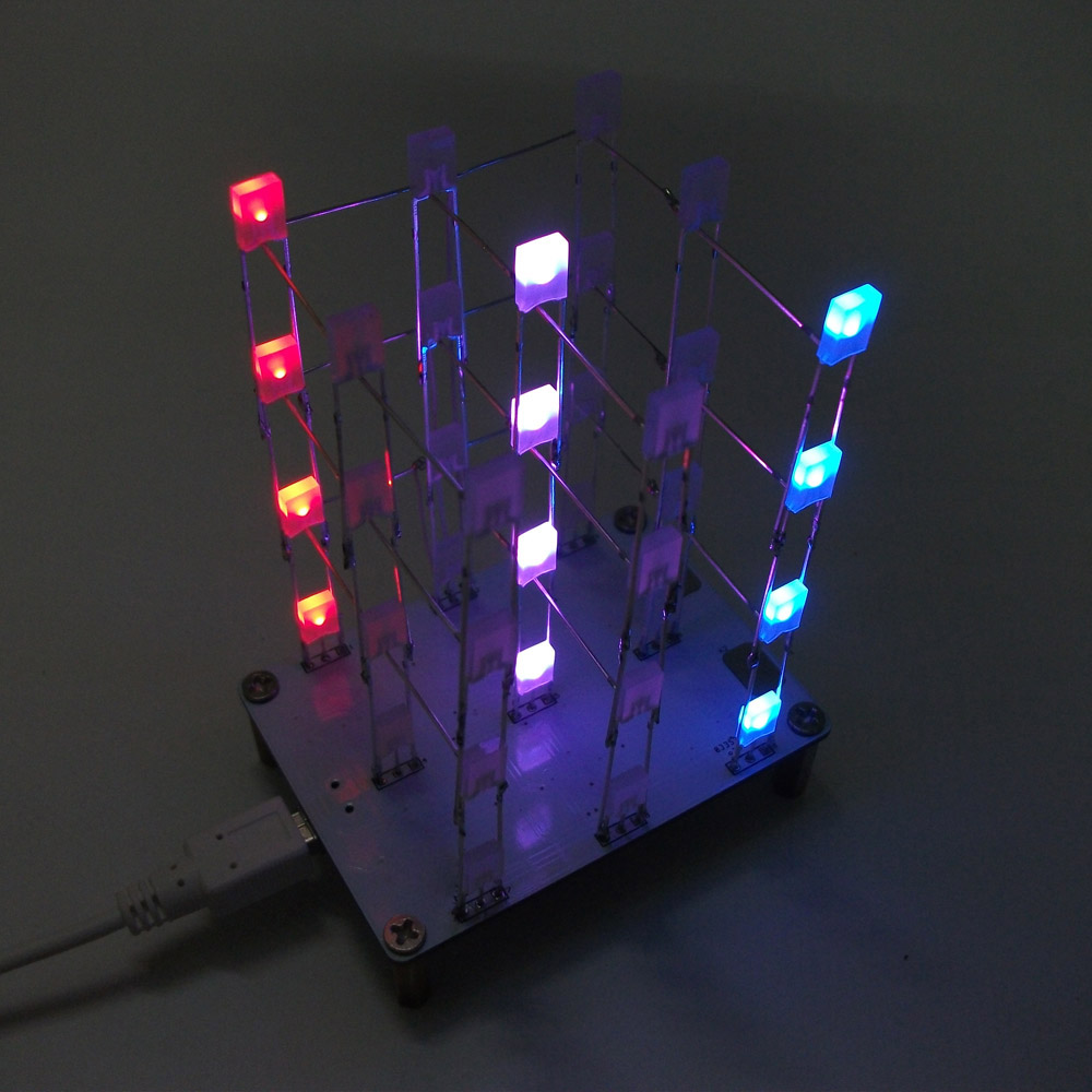 DIY Electronic LED Display Kit 3x3x4 Color 40pcs LEDs Light Cube Sound Light Control DIY LED Light Cube Kit