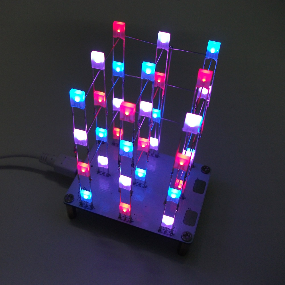 DIY Electronic LED Display Kit 3x3x4 Color 40pcs LEDs Light Cube Sound Light Control DIY LED Light Cube Kit