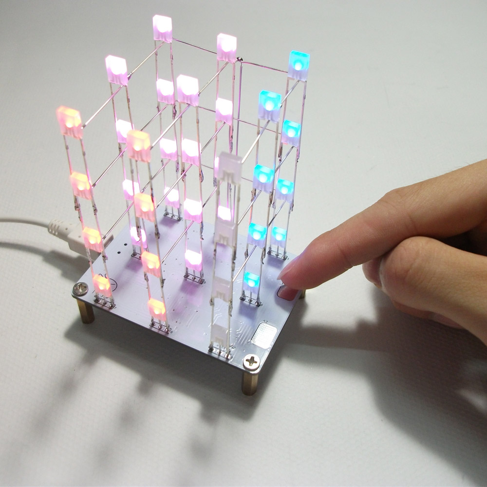 DIY Electronic LED Display Kit 3x3x4 Color 40pcs LEDs Light Cube Sound Light Control DIY LED Light Cube Kit