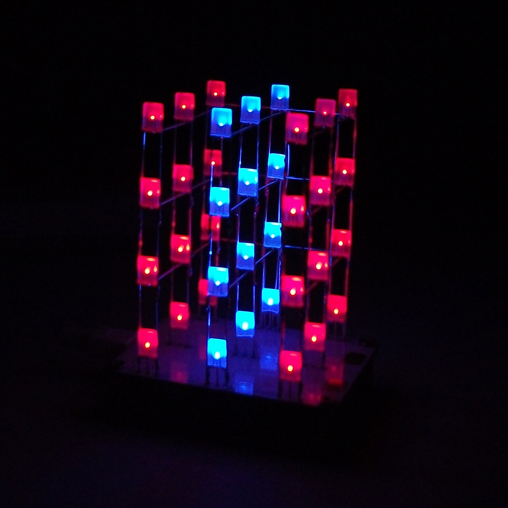 DIY Electronic LED Display Kit 3x3x4 Color 40pcs LEDs Light Cube Sound Light Control DIY LED Light Cube Kit