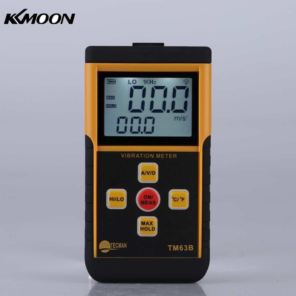 Portable Digital Vibrometer Vibration Analyzer Tester + Temperature Meter with LCD Backlight Maximum Value Hold Function