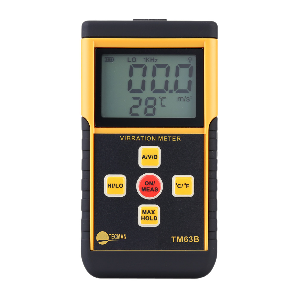 Portable Digital Vibrometer Vibration Analyzer Tester + Temperature Meter with LCD Backlight Maximum Value Hold Function