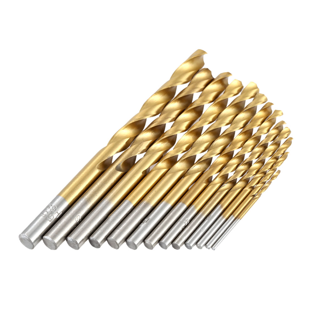 13pcs set HSS Plating Titanium Twist Drill Bit Set Metric System 1.5 6.5mm High Quality Woodworking Wood Metal Drilling Tools