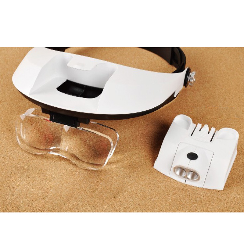 11x 2LED Head Mounted Illuminating Magnifier Adjustable microscope lupa Magnifying Glass with Light Head Wearing Loupe