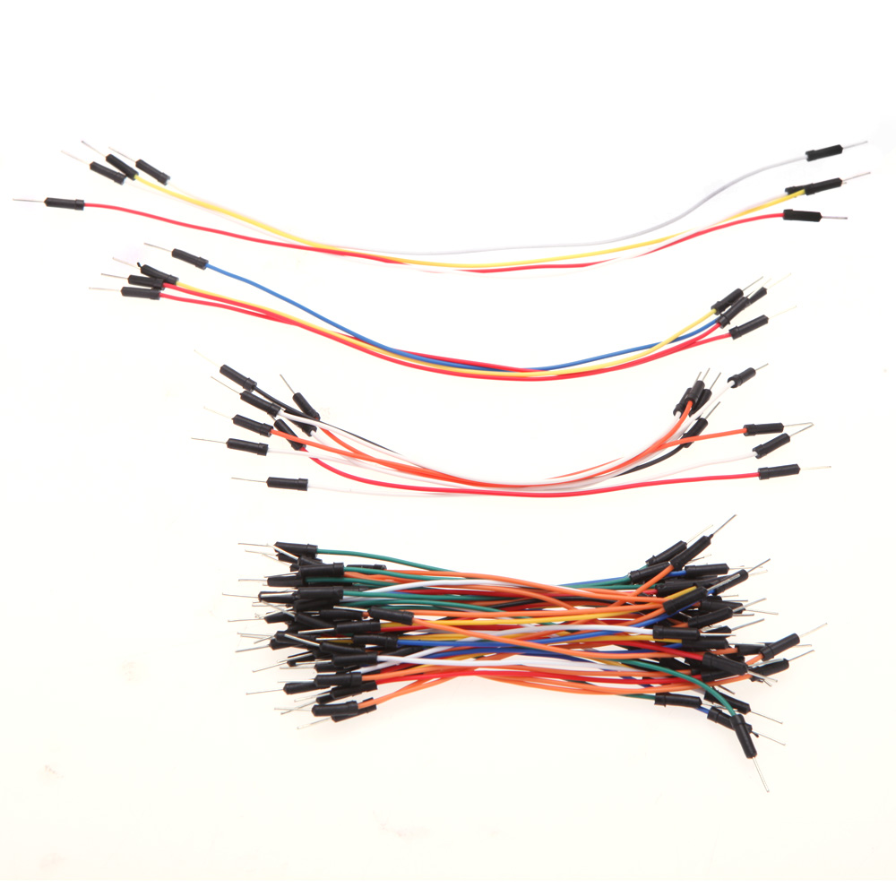 65pcs PCB Breadboard Plug Wires Bread Board Solderless Cable Tie Line Jump Jumper Line