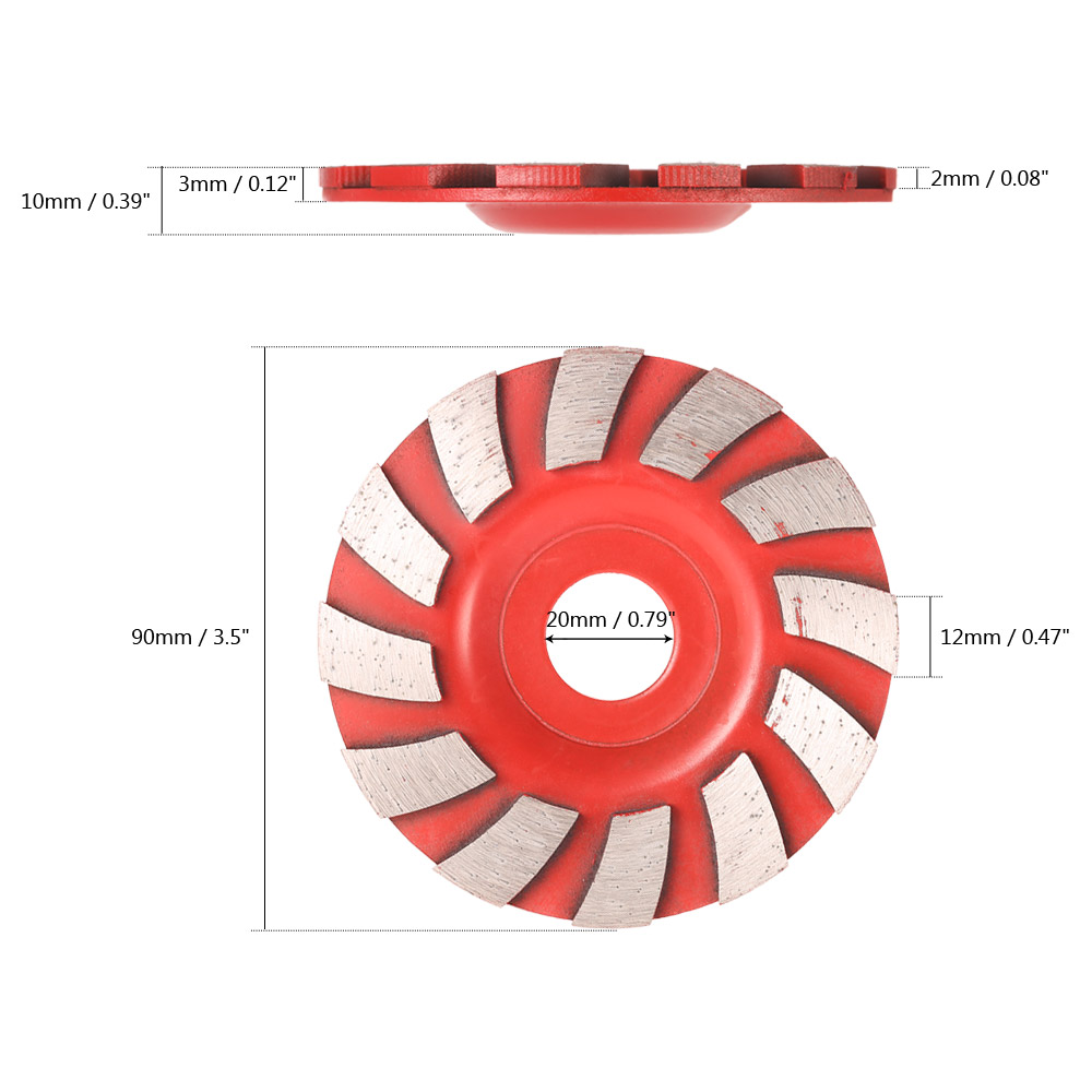 90mm 3.5 Diamond Segment Grinding Wheel Fan Shape Grinder Cup Concrete Granite Masonry Stone Ceramics Terrazzo Grind Disc