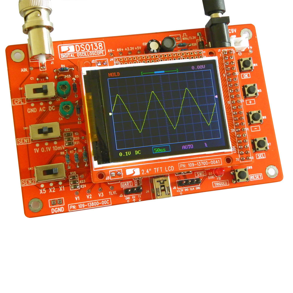 DSO138 2.4 TFT Handheld Pocket size Digital Oscilloscope Kit SMD Soldered + Acrylic DIY Case Cover Shell for DSO138