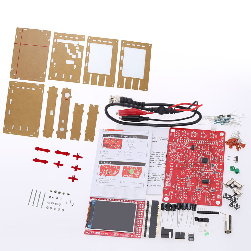 DSO138 2.4 TFT Handheld Pocket size Digital Oscilloscope Kit SMD Soldered + Acrylic DIY Case Cover Shell for DSO138