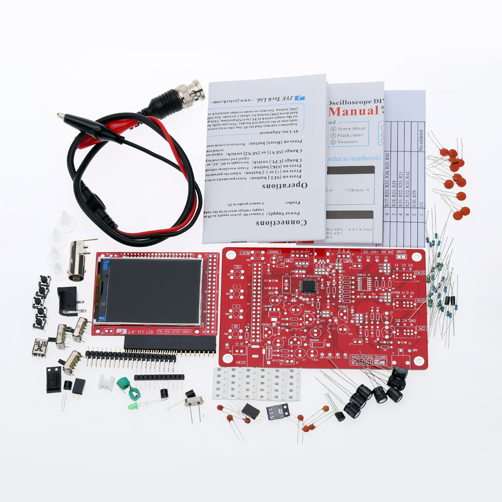 DSO138 2.4 TFT Digital Oscilloscope DIY Kit DIY Parts for osciloscopio Making Pocket size Handheld Electronic Learning Set1Msp