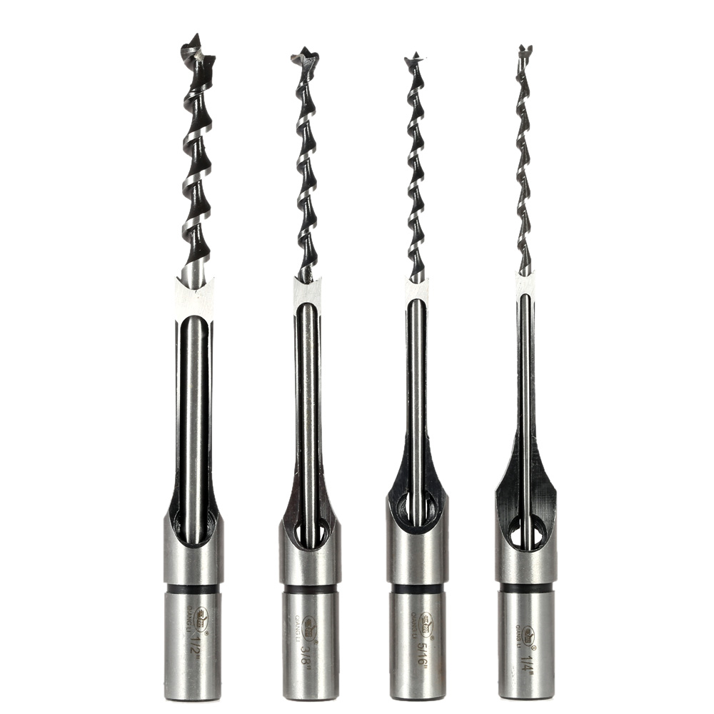 4pcs Professional Twist drill set Woodworking tools ferramentas Mortising Chisel Set Square Hole Extended Saw Set 1 4 1 2 Inch