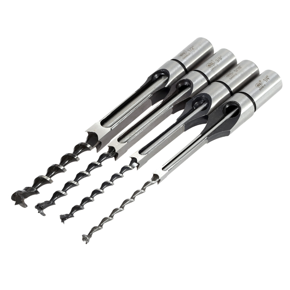 4pcs Professional Twist drill set Woodworking tools ferramentas Mortising Chisel Set Square Hole Extended Saw Set 1 4 1 2 Inch