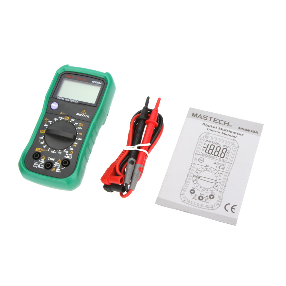 MASTECH MS8239A Mini Digital Multimeter DMM AC DC Voltmeter DC Ammeter Ohmmeter w Battery Test