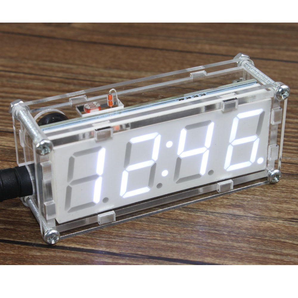 Colorful DIY LED Digital Clock Kit Microcontroller Digital Tube Clock with Thermometer Hourly Chime Function DIY Kit Module