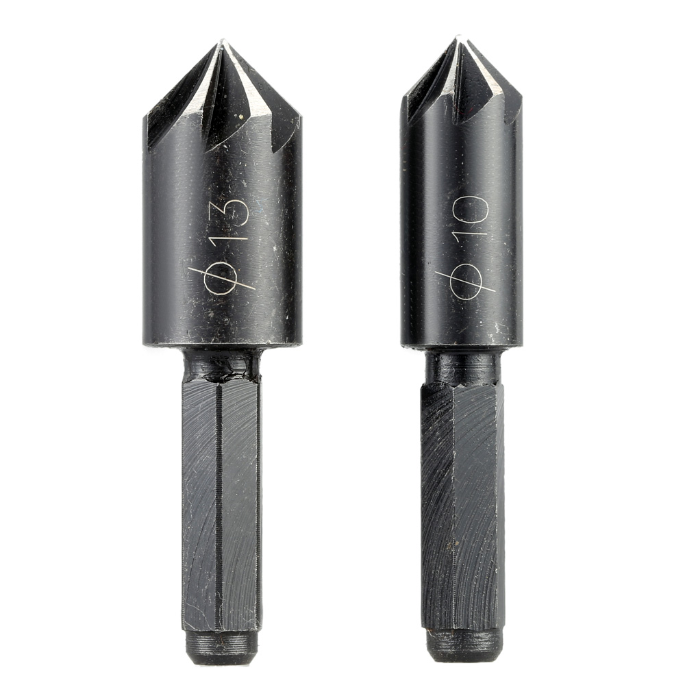 2pcs High Carbon Steel Chamfer Reamer Pratical Countersink Set Chamfering Cutter Bit Set Hole Saw Drill Seven Flute Herramientas