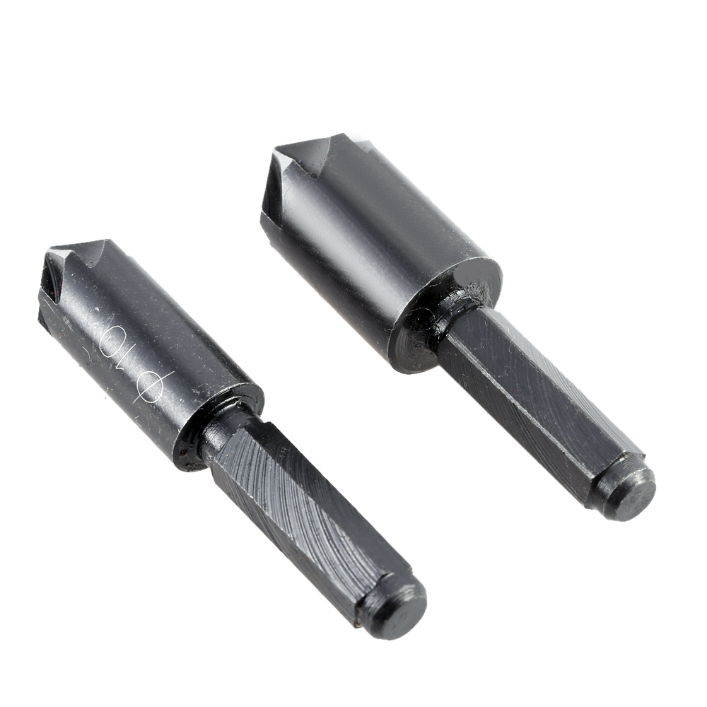 2pcs High Carbon Steel Chamfer Reamer Pratical Countersink Set Chamfering Cutter Bit Set Hole Saw Drill Seven Flute Herramientas