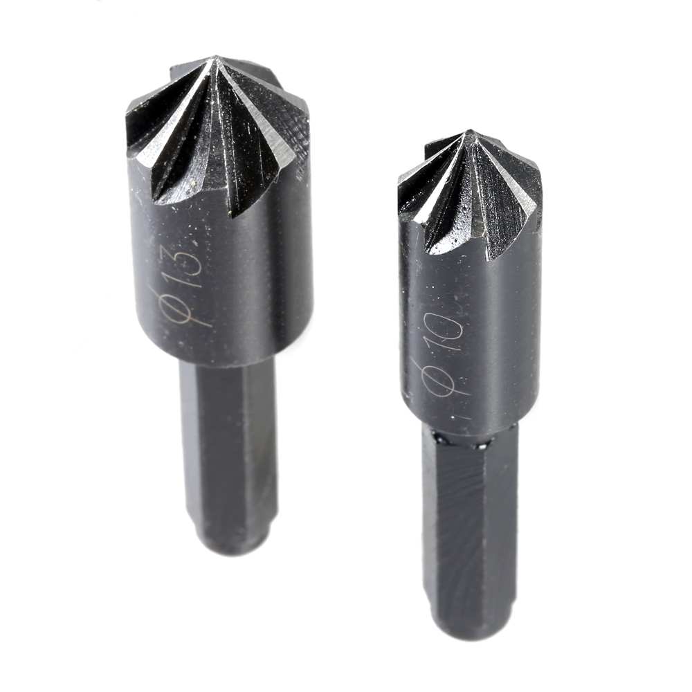 2pcs High Carbon Steel Chamfer Reamer Pratical Countersink Set Chamfering Cutter Bit Set Hole Saw Drill Seven Flute Herramientas