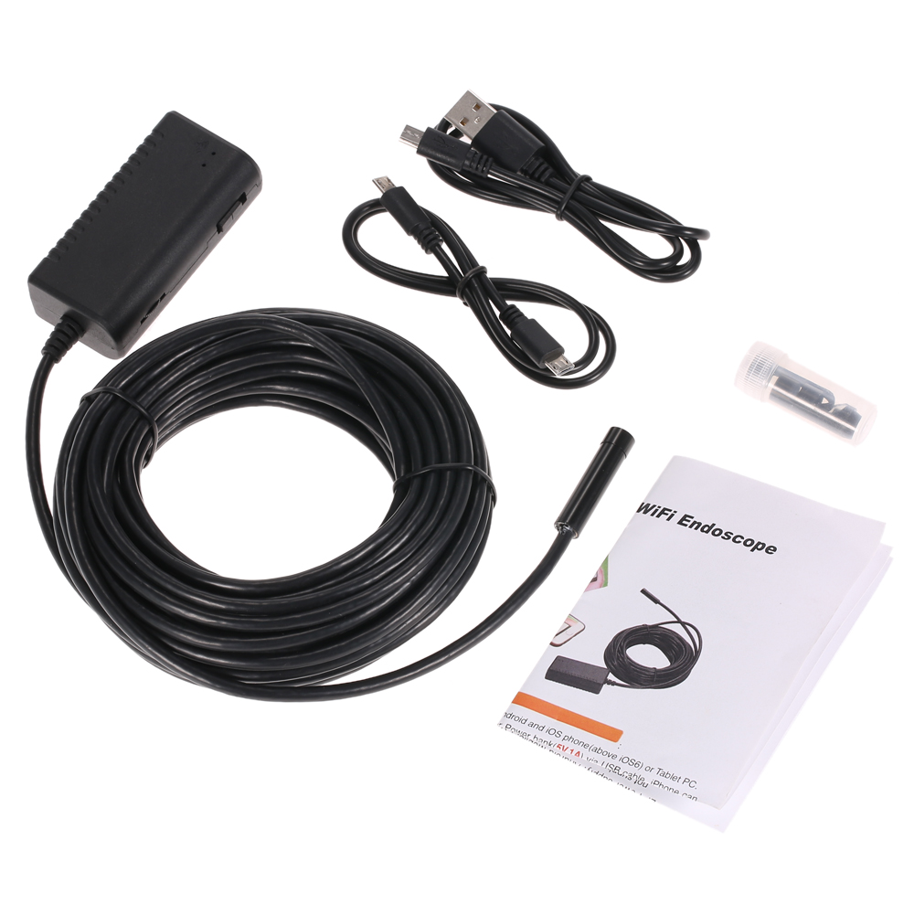 HD 720P Waterproof Wi Fi Endoscope magnifying glass Snake Camera Borescope Video Inspection USB 6pcs 2.0MP 8.4mm 10M Magnifier