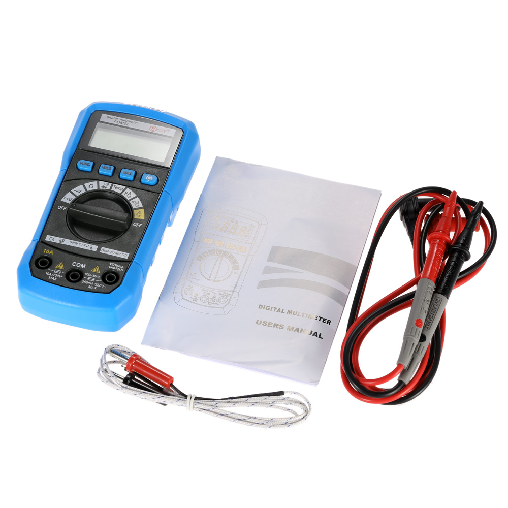 Digital Multimeter DMM DC AC Voltage Current Meter Resistance Diode Tester Temperature Humidity Measurement Continuity Check