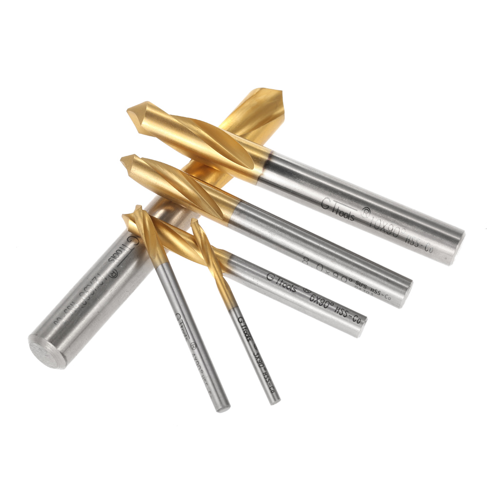 7pcs drill bit set M42 HSS High Speed Steel Titanium Plated Spotting Drill Bits Set Round Shank 90 Degree Drilling Tool