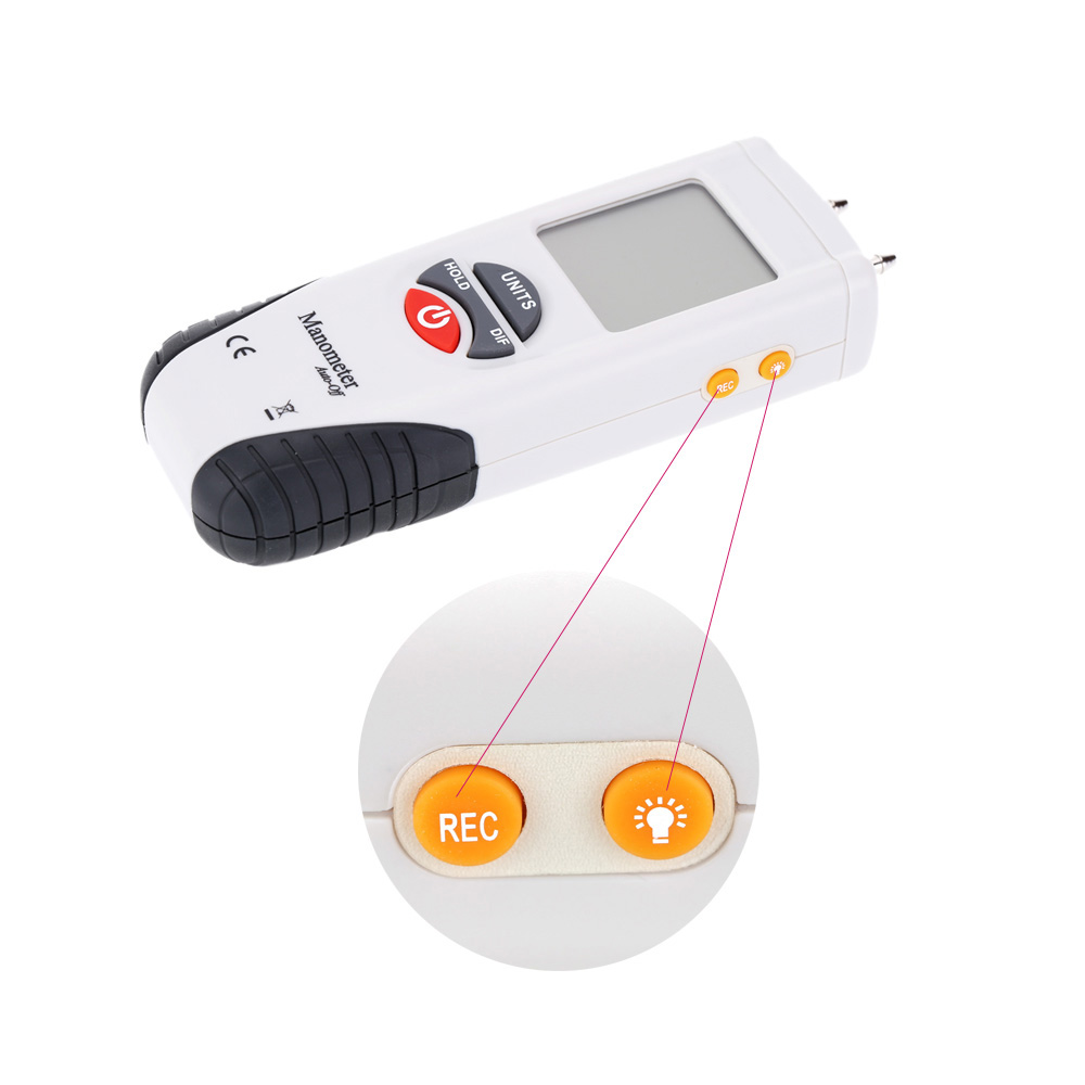 LCD HT 1890 Digital Manometer Air Pressure Meter Pressure Gauges Differential Gauge Kit + Case+Retail Box Data Hold 11 Units