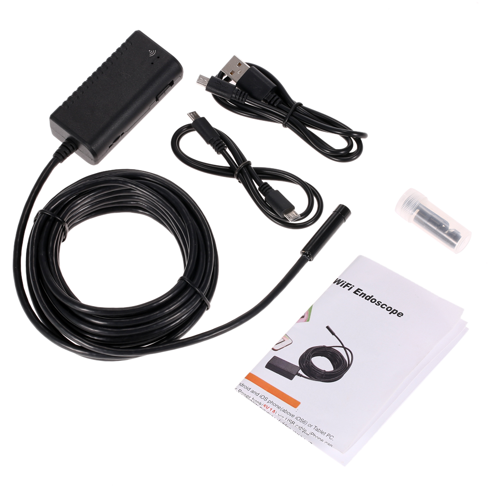 Waterproof Wi Fi Endoscope magnifying glass Snake Camera Borescope Video Inspection USB 6pcs 2.0MP 8.4mm 5M Magnifier