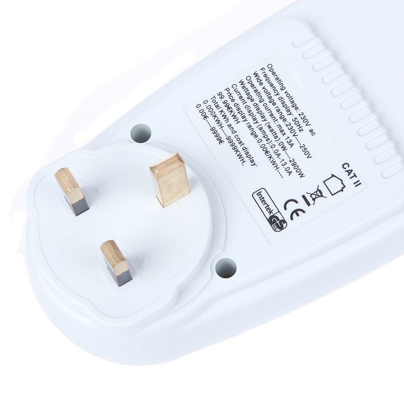 UK Plug Power Energy Meter Wattage Voltage Current Frequency Monitor Analyzer with Power Factor LCD Cost Overload Display 230V