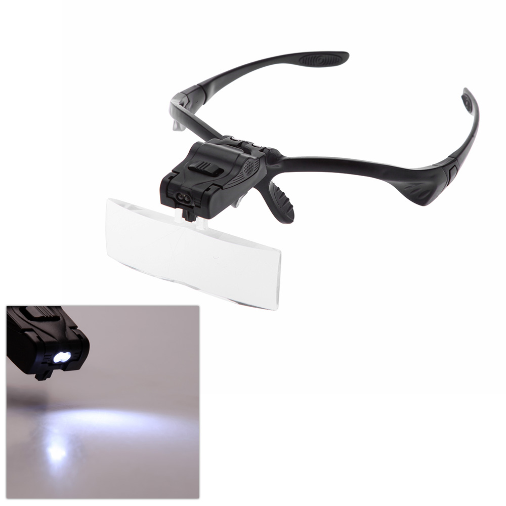 1.0X 3.5X Bracket Headband Magnifier Loupe Magnifying Glasses with 2 LED Lights Lamp Eye Magnification Goggles Tool lupa 5 Lens