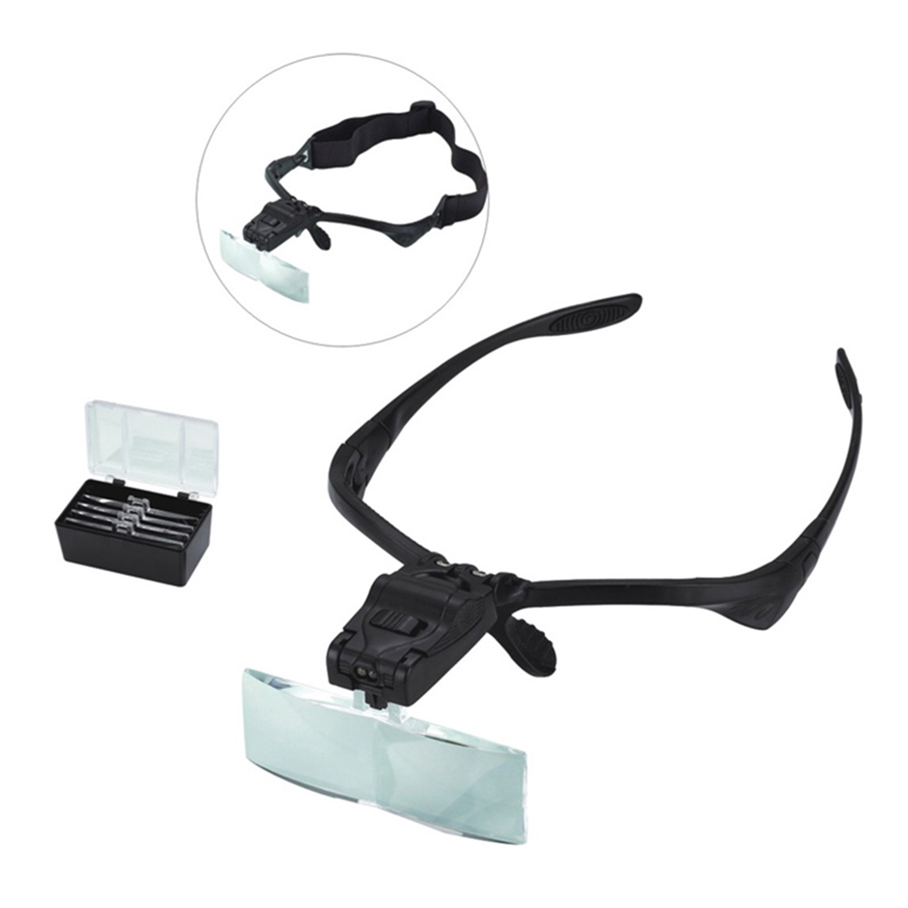 5 Lens 1.0X 3.5X Bracket Headband Magnifier Loupe Magnifying Glasses with 2 LED Lights Lamp Eye Magnification Goggles Tool lupa