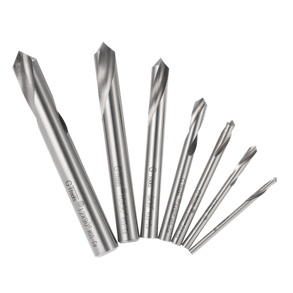 7pcs Drill M42 HSS High Speed Steel Cobalt Spotting Drill Bits Set Round Shank 90 Degree Drilling kits Chamfering Tool