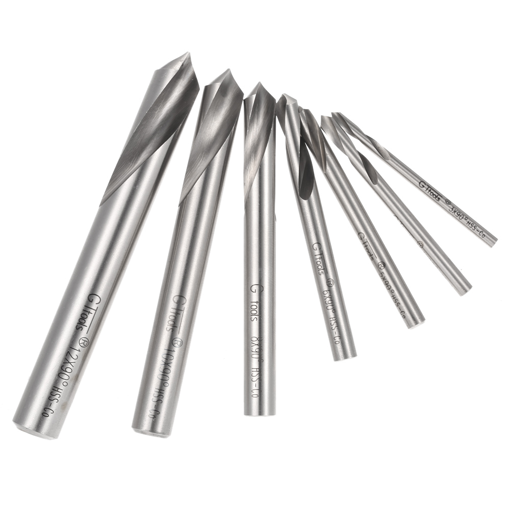 7pcs Drill M42 HSS High Speed Steel Cobalt Spotting Drill Bits Set Round Shank 90 Degree Drilling kits Chamfering Tool