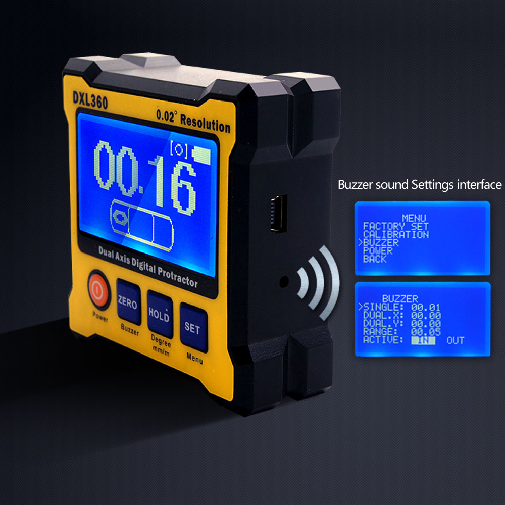 DXL360 High accuracy Dual Axis Digital Angle Protractor Angle meter Dual axis Digital Level gauge with 5 Side Magnetic Base