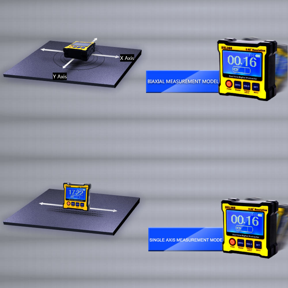 DXL360 High accuracy Dual Axis Digital Angle Protractor Angle meter Dual axis Digital Level gauge with 5 Side Magnetic Base