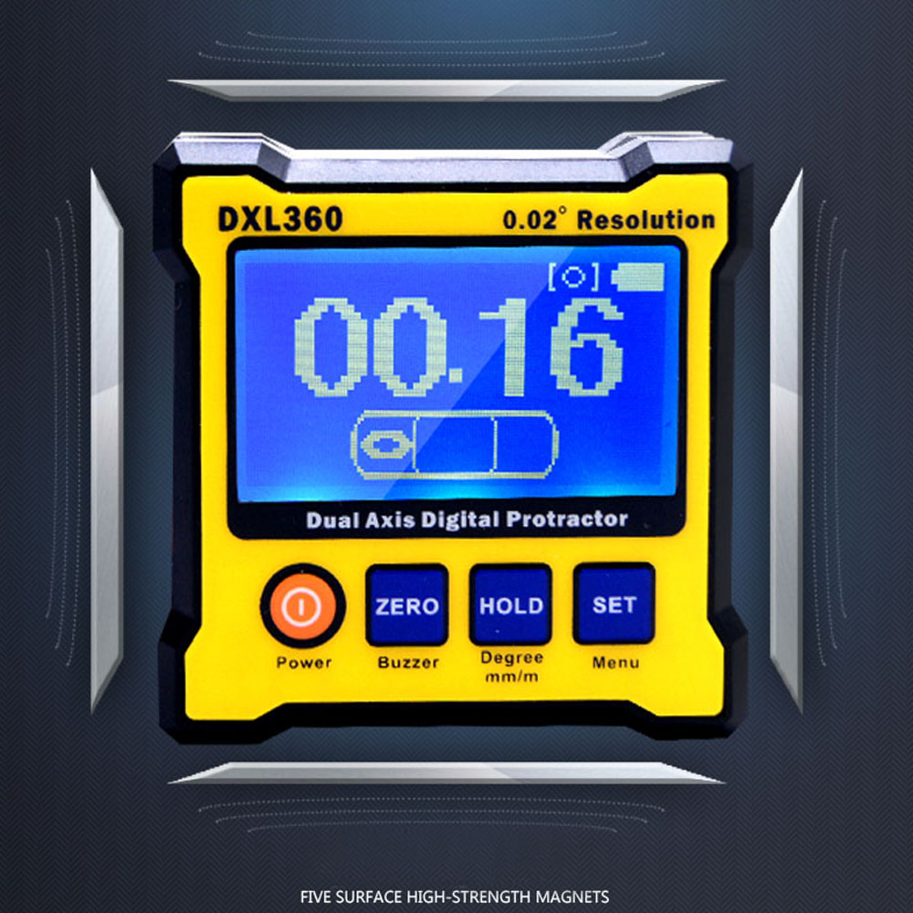 DXL360 High accuracy Dual Axis Digital Angle Protractor Angle meter Dual axis Digital Level gauge with 5 Side Magnetic Base