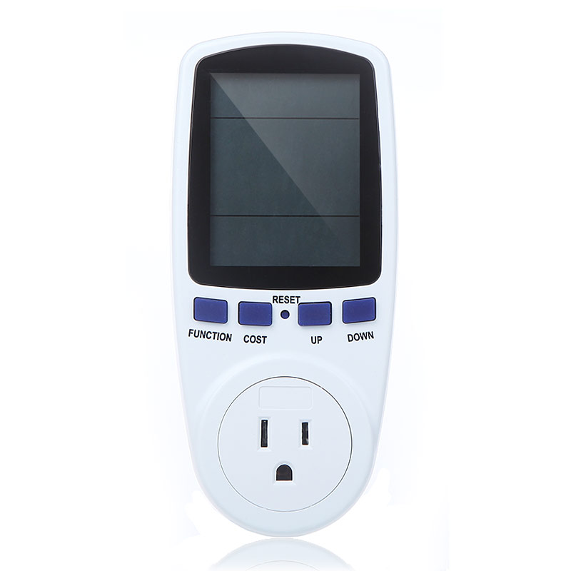 US Plug Power Meter Digital Wattmeter Voltage Current Frequency Monitor Analyzer with Power Factor LCD Cost Overload Display120V