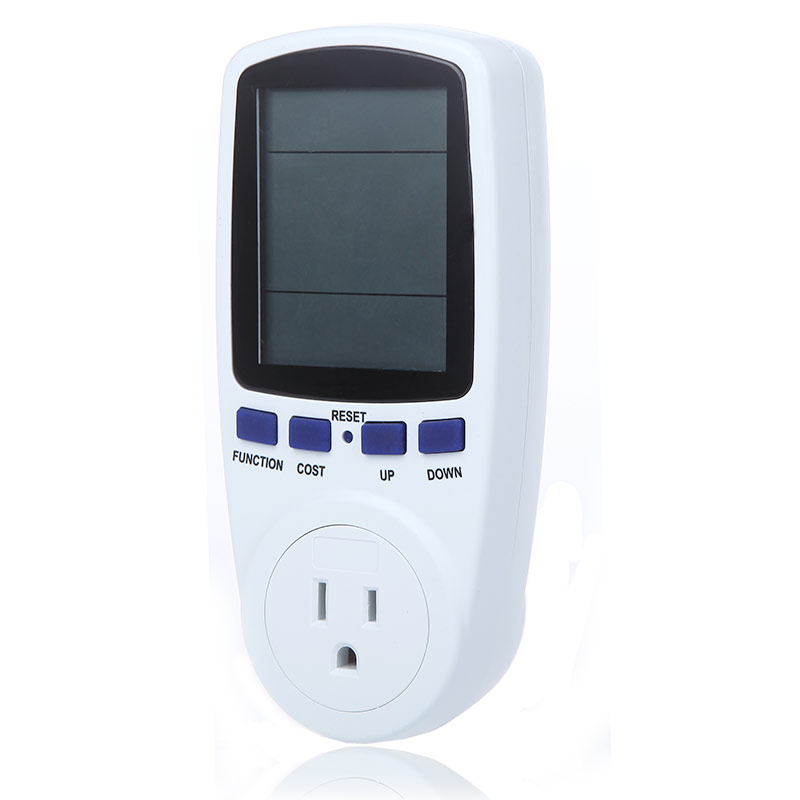 US Plug Power Meter Digital Wattmeter Voltage Current Frequency Monitor Analyzer with Power Factor LCD Cost Overload Display120V