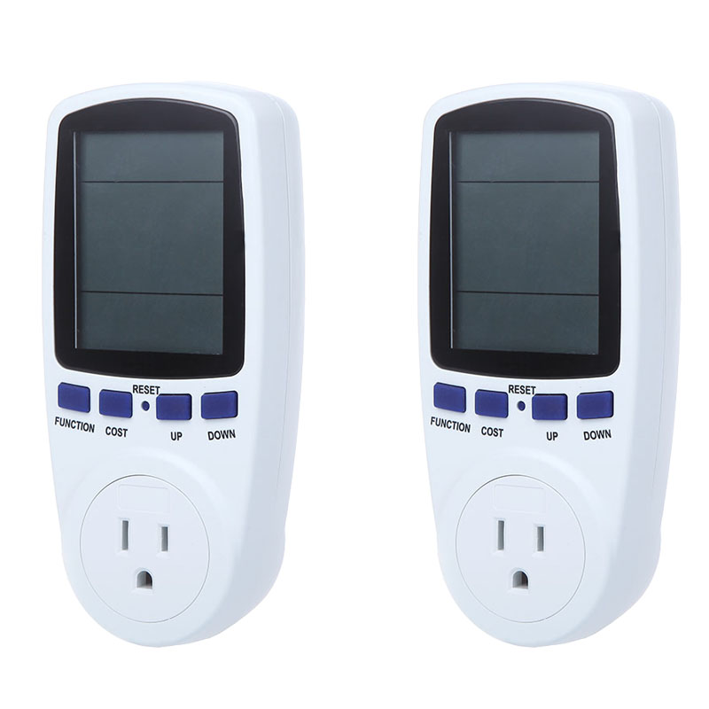 US Plug Power Meter Digital Wattmeter Voltage Current Frequency Monitor Analyzer with Power Factor LCD Cost Overload Display120V
